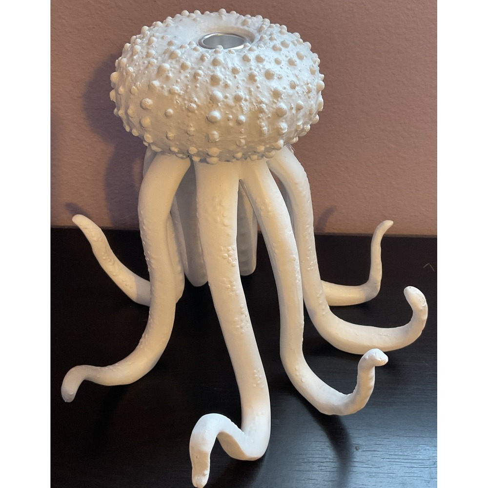 White Octopus 10 Inch Candle Holder Unique Sea Ocean‎ Decor